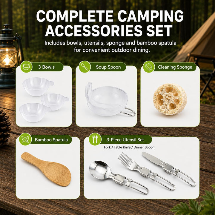 aiGear Camping Kochgeschirr Set/Outdoor Geschirr Set | Camping Topf Kochtopf Tragbar Aluminium | mit