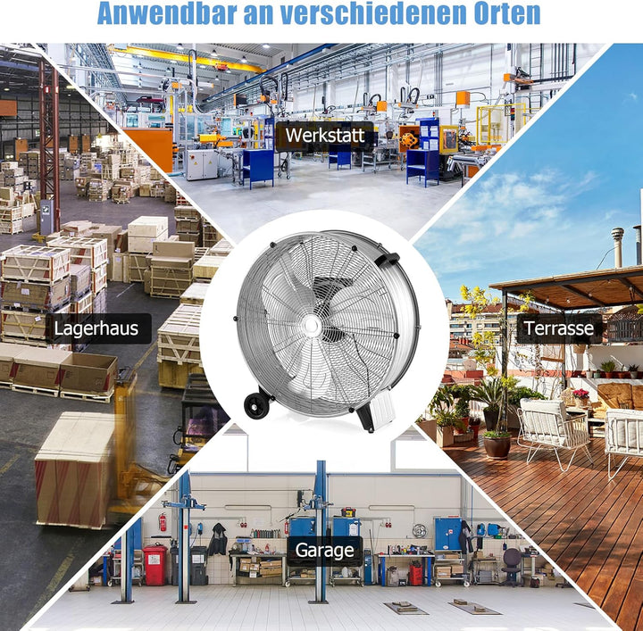 GOPLUS Ø 65 cm Trommelventilator, Standventilator mit 3 Windgeschwindigkeiten 1100/1200/1300 CFM, Bo