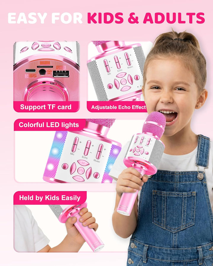 BONAOK Magic Sing Karaoke Microphone, Bluetooth Microphone Karaoke Kids, 4 in 1 Sing Microphone, Wir
