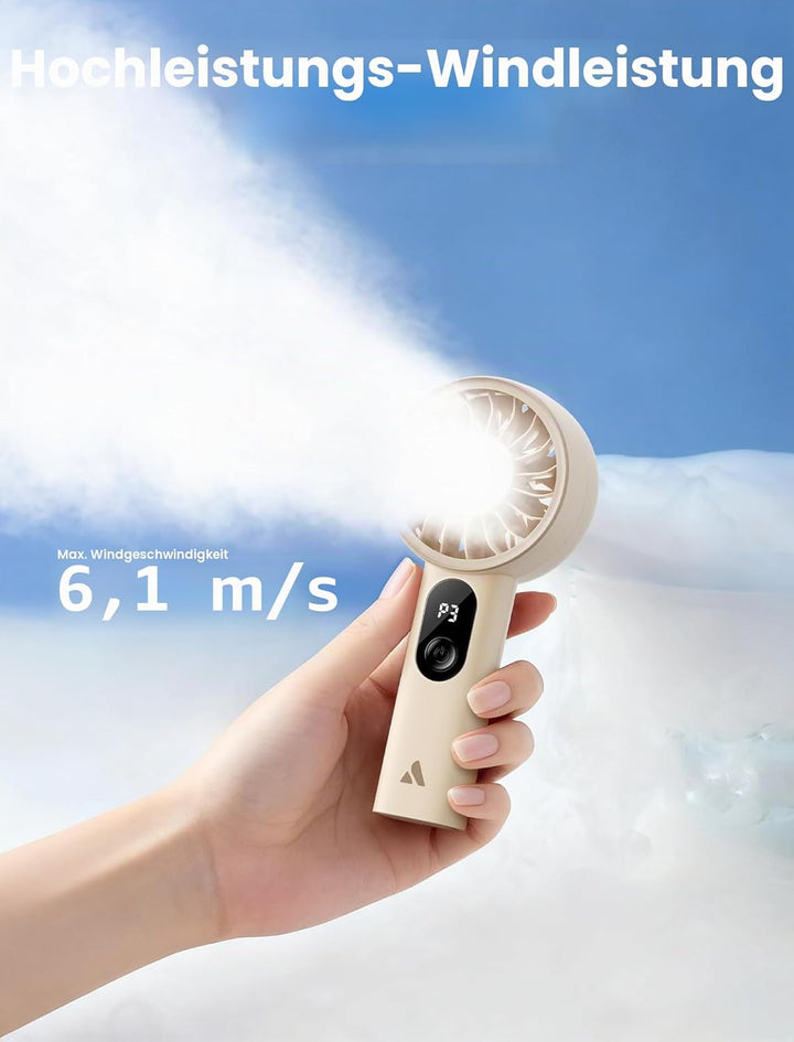 Aecooly Mighty Handventilator, Tragbarer Mini Ventilator, USB-aufladbar [Max. 10 Stunden Kühlzeit],