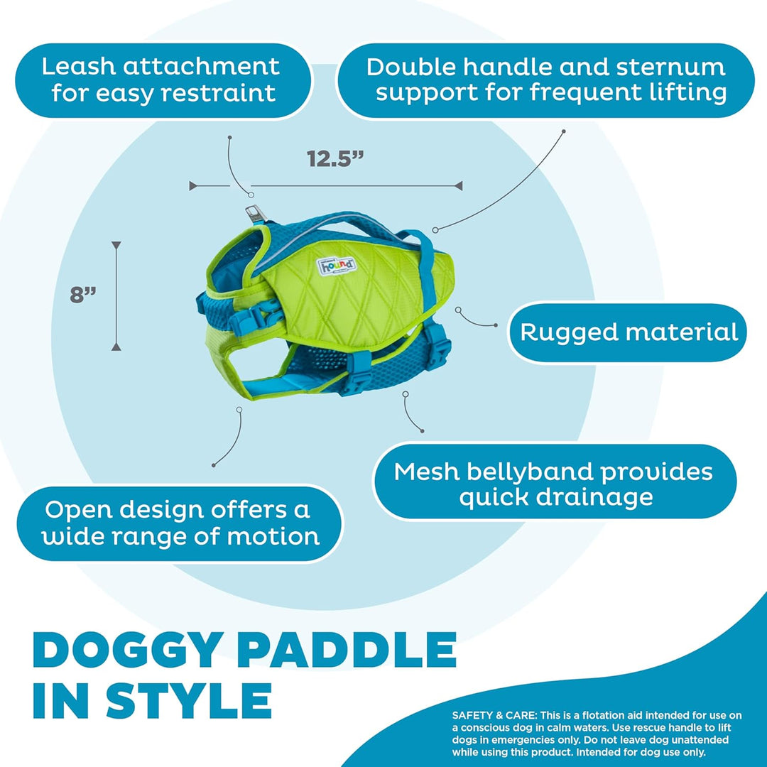 Outward Hound Standley Sport Green Performance Schwimmweste für Hunde, Grösse S Grün Small (Chest Gi