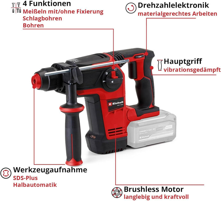 Einhell Professional Akku-Bohrhammer TP-HD 18/26 Li BL-Solo Power X-Change (18 V, Brushless, 2,6 J,