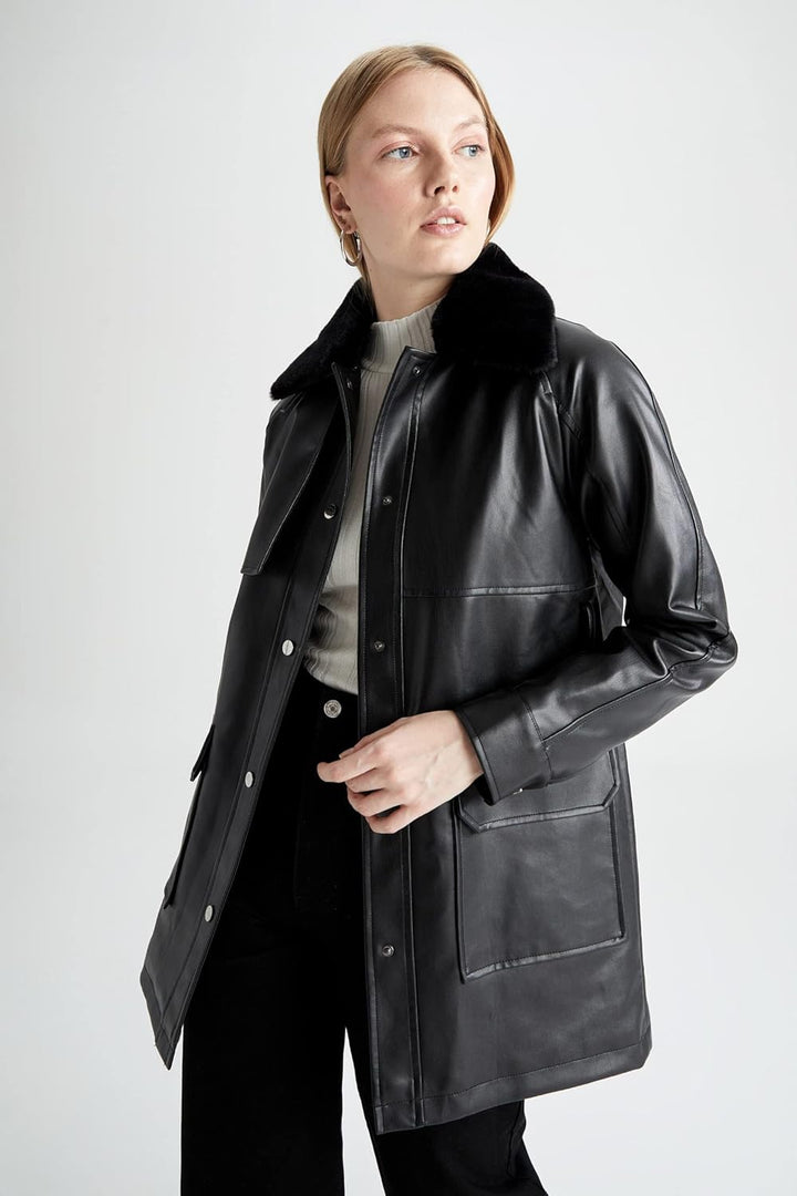 DeFacto Damen Jacket XS Schwarz, XS Schwarz