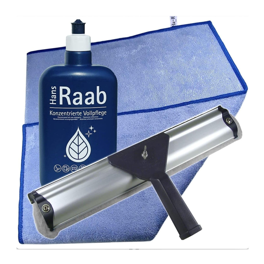 Ha-Ra Fenster-Putz-Komplettset I Fensterwischer 32cm I Konzentrierte Vollpflege 500ml I Mini Star-Tu