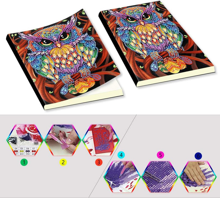 DIY Diamond Painting Notizbücher Blanko Eule Malen nach Zahlen Kits Kreatives A5 Tagebuch Buch Kunst