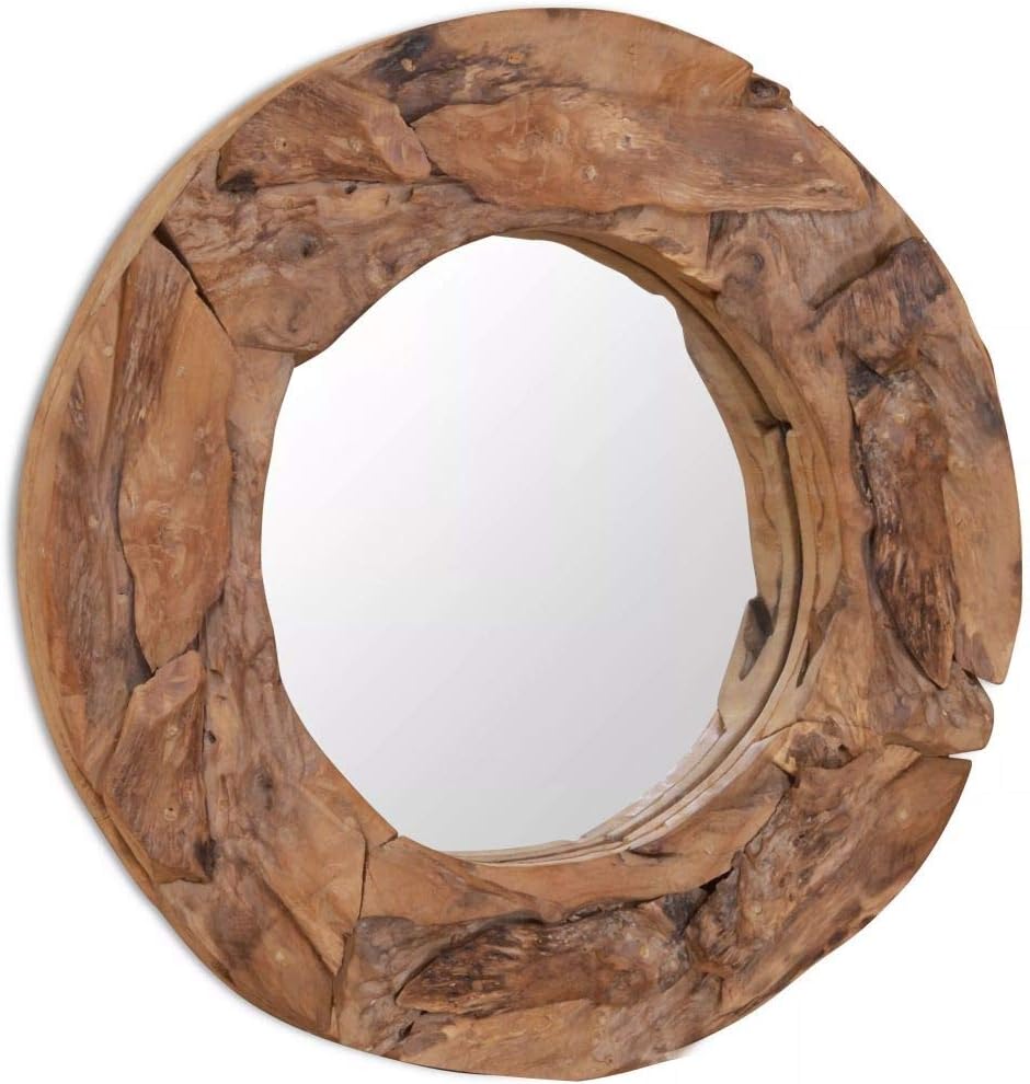 Wandspiegel Teak Spiegel Holzrahmen Wanddekoration Badspiegel mit Massivholz-Rahmen aus Teakholz Nat