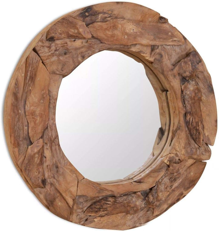 Wandspiegel Teak Spiegel Holzrahmen Wanddekoration Badspiegel mit Massivholz-Rahmen aus Teakholz Nat