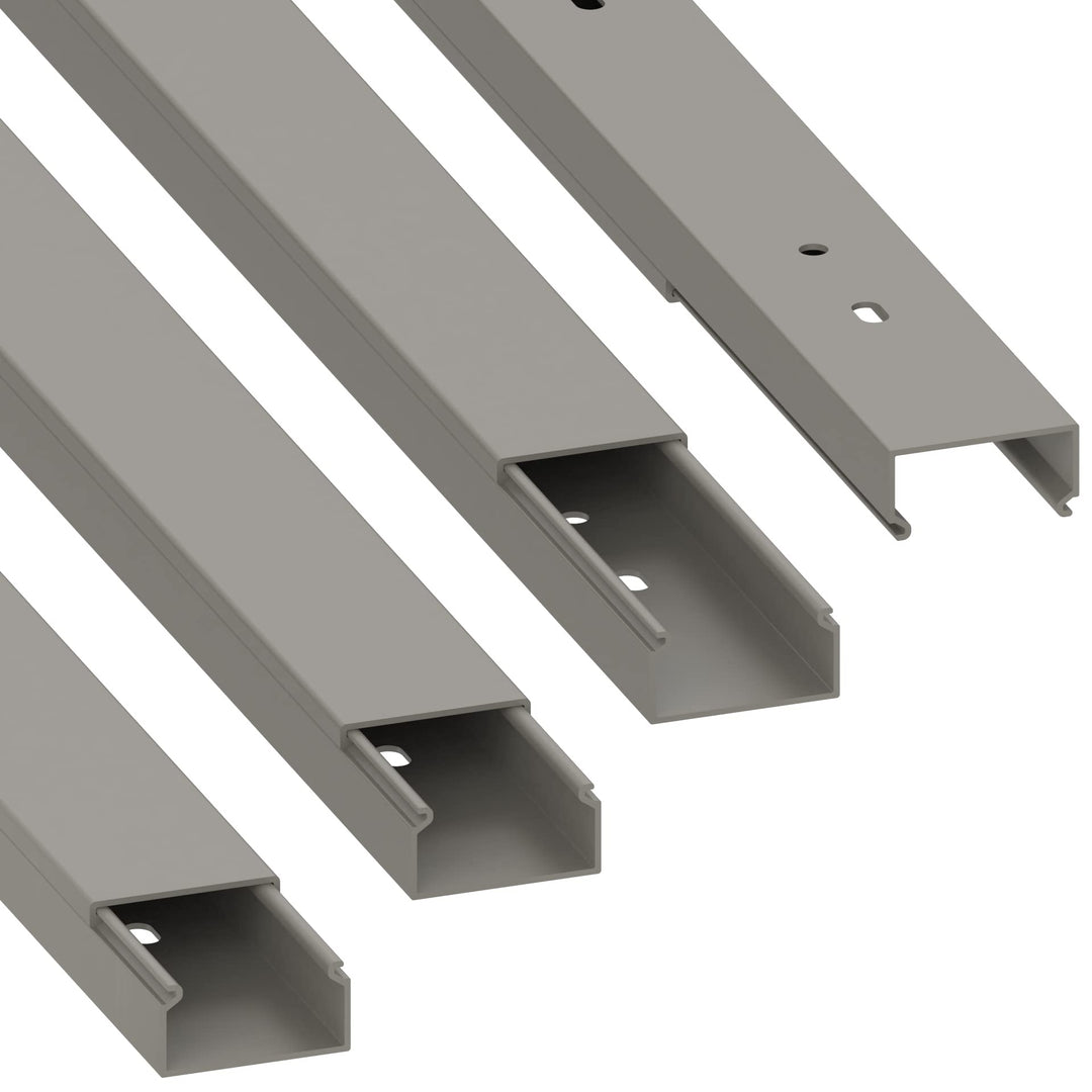 Habengut Kabelkanal (mit Montagelochung im Boden) 30x15 mm aus PVC, Farbe: Grau, Länge 4 m (4 x 1 m