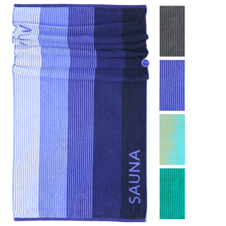 Lashuma Saunatuch Helsinki, Blau - Schwarz, Hochwertiges XXL Handtuch, Badehandtuch Strandtuch 85x20