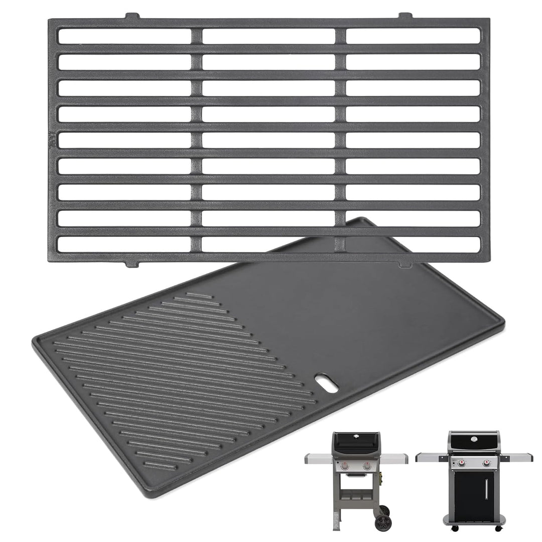 QuliMetal 7637 44,5 cm Gusseisen-Grillplatte und Grillrost als Ersatzteil für Weber Spirit E210 E220