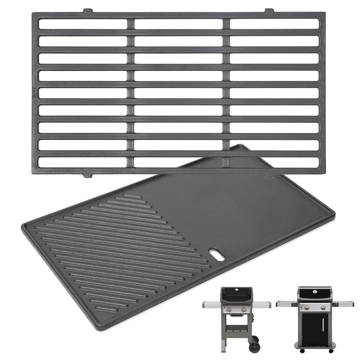 QuliMetal 7637 44,5 cm Gusseisen-Grillplatte und Grillrost als Ersatzteil für Weber Spirit E210 E220