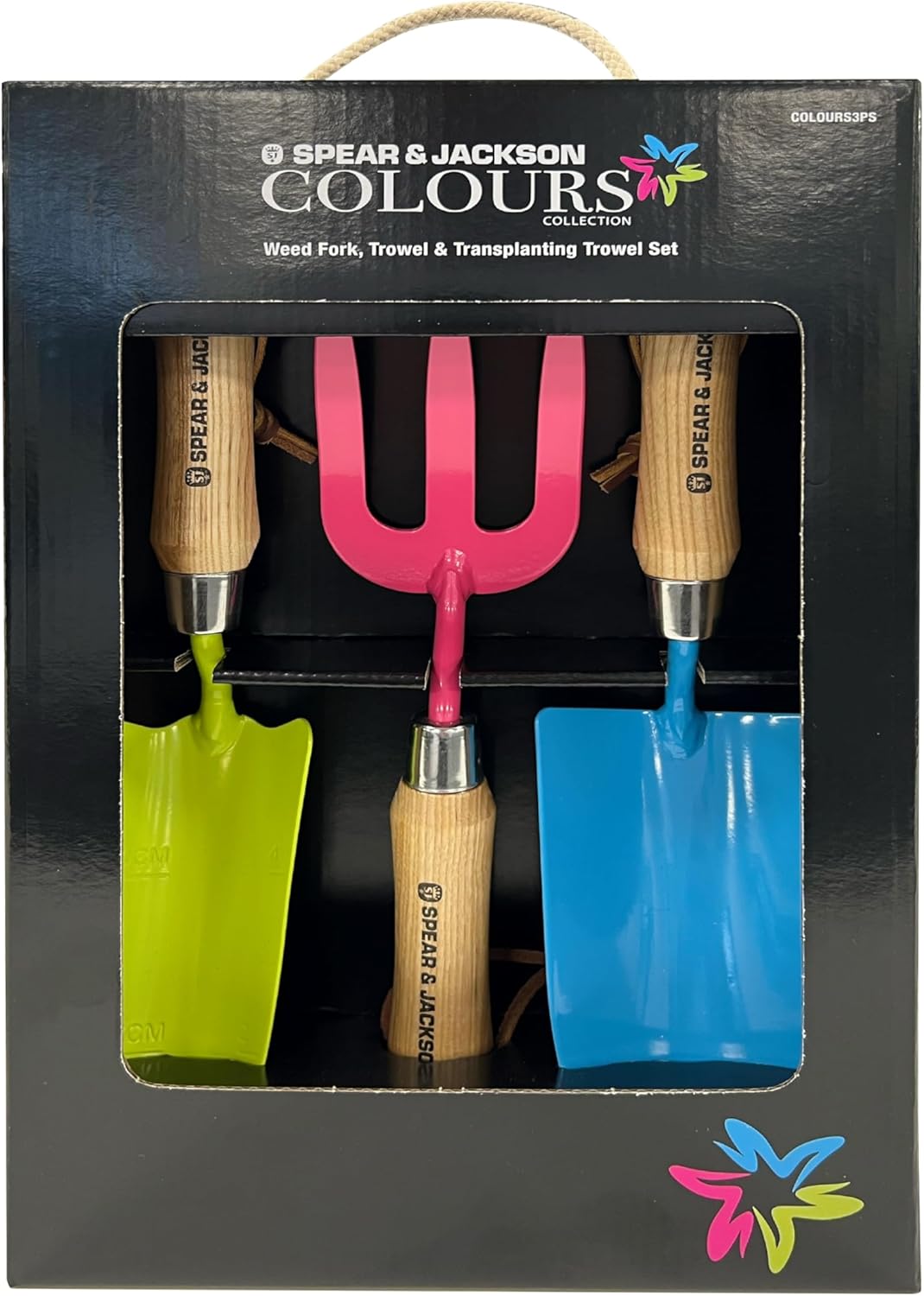 Spear & Jackson COLOURS3PS Colours Pflanzkelle, Pflanzgabel und Umpflanzkelle "Colours" Carbonstahl-