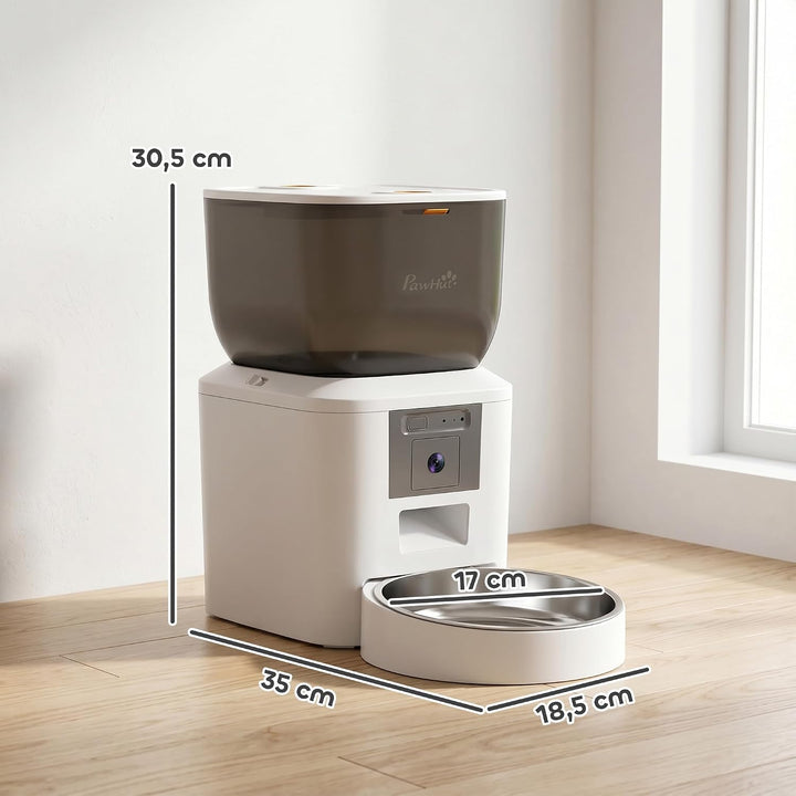 PawHut Futterautomat Katze 2,4G WiFi 4L mit Kamera für Katze und Hund | Katzenfutter Automat, App-St