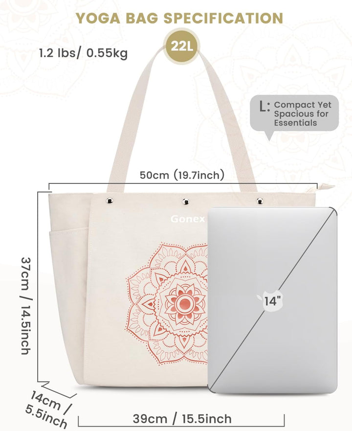 Gonex Yogatasche, Yogamatte Tasche mit Mehreren Taschen für Damen und Herren, Canvas wasserdichte To