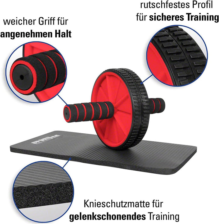 Fitness Set 4-TLG Push-Up Liegestütz Trainer Bauchtrainer Handtrainer Springseil Rot, Rot