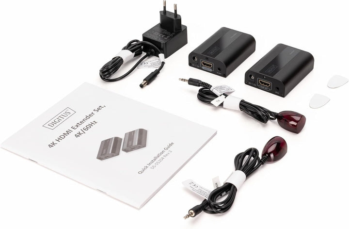 DIGITUS HDMI Extender - Ultra HD, 4K, 60Hz - Set (Sender/Empfänger) - bis zu 60 m Reichweite - Patch