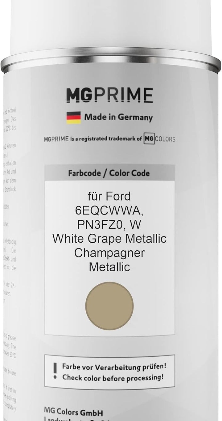 MG PRIME Autolack Sprühdosen Set für Ford 6EQCWWA / PN3FZ0 / W White Grape Metallic/Champagner Metal