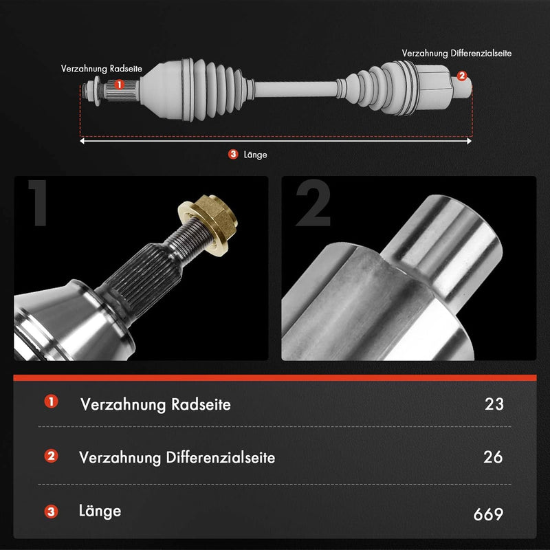 Frankberg Antriebswelle Vorne Links Kompatibel mit C4 LA 1.6L 2004-2011 M.e.g.a.n.e II BM0/1 CM0/1 1