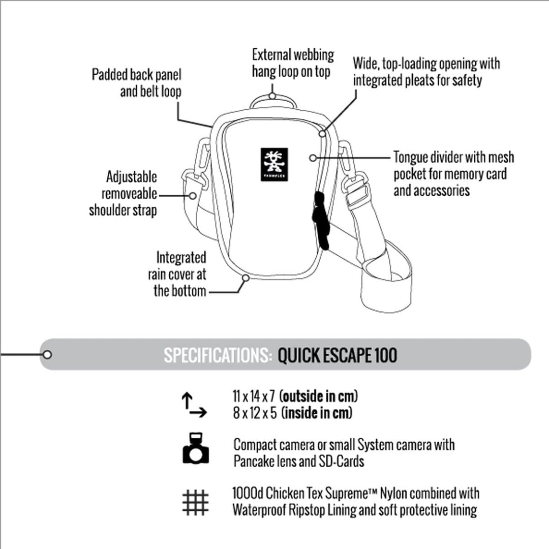 Crumpler QE100-002 Quick Escape 100 Toploader Kameratasche grau Grau (002) 100, Grau (002) 100