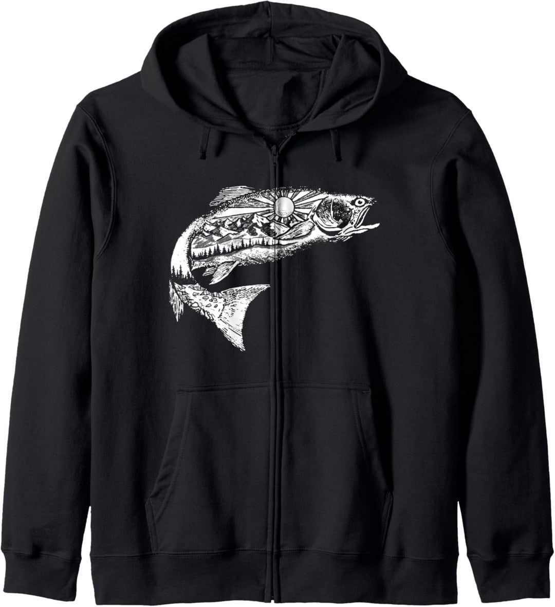 Trout Outdoor Illustration Series - Simple White Sketch Kapuzenjacke