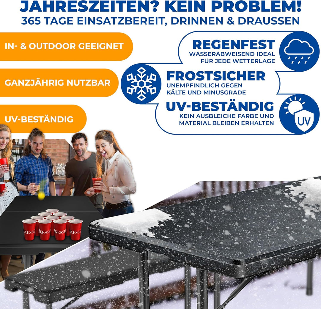 KESSER® Buffettisch Tisch klappbar Kunststoff 183x76 cm Campingtisch Partytisch Klapptisch Gartentis