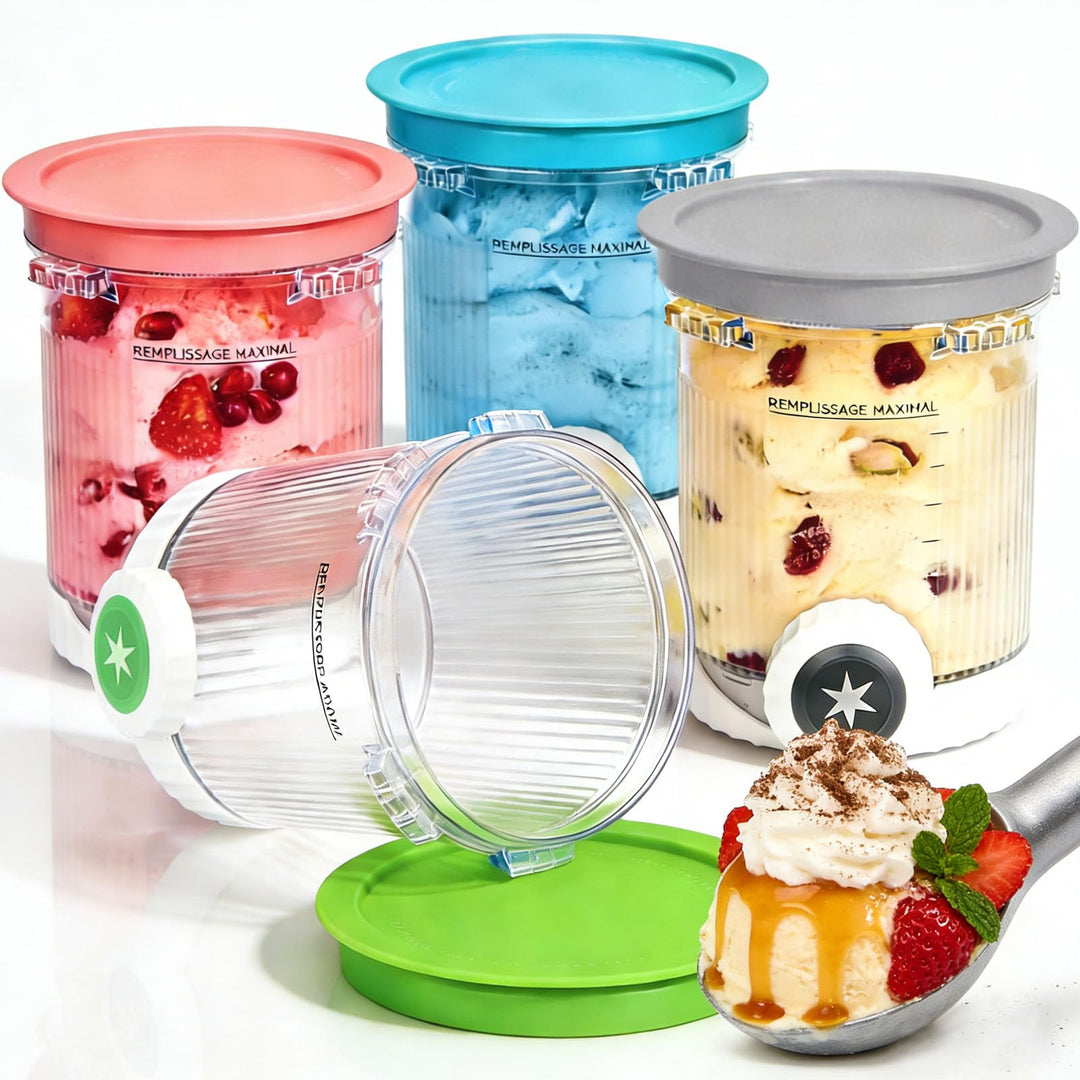 4 Stück Behälter für Ninja Swirl by CREAMi – Kompatibel mit Ninja NC700 NC701EU – 480ml Eiscreme Pin