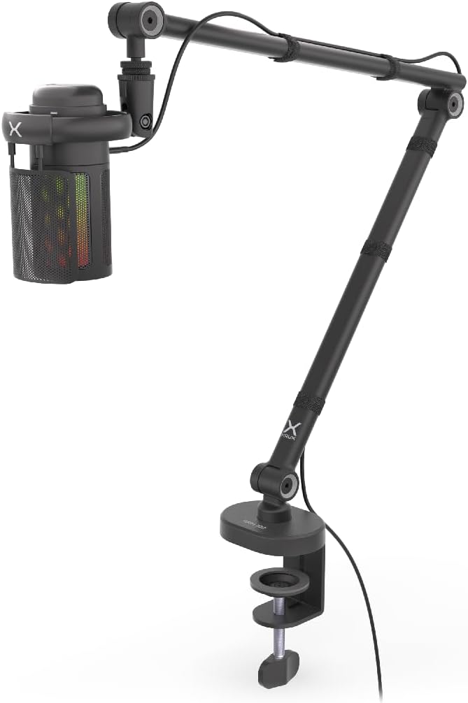 KRUX Epic 1000, Computermikrofon, Verstellbarer Arm, Popfilter, RGB-Hintergrundbeleuchtung, 3.5mm mi