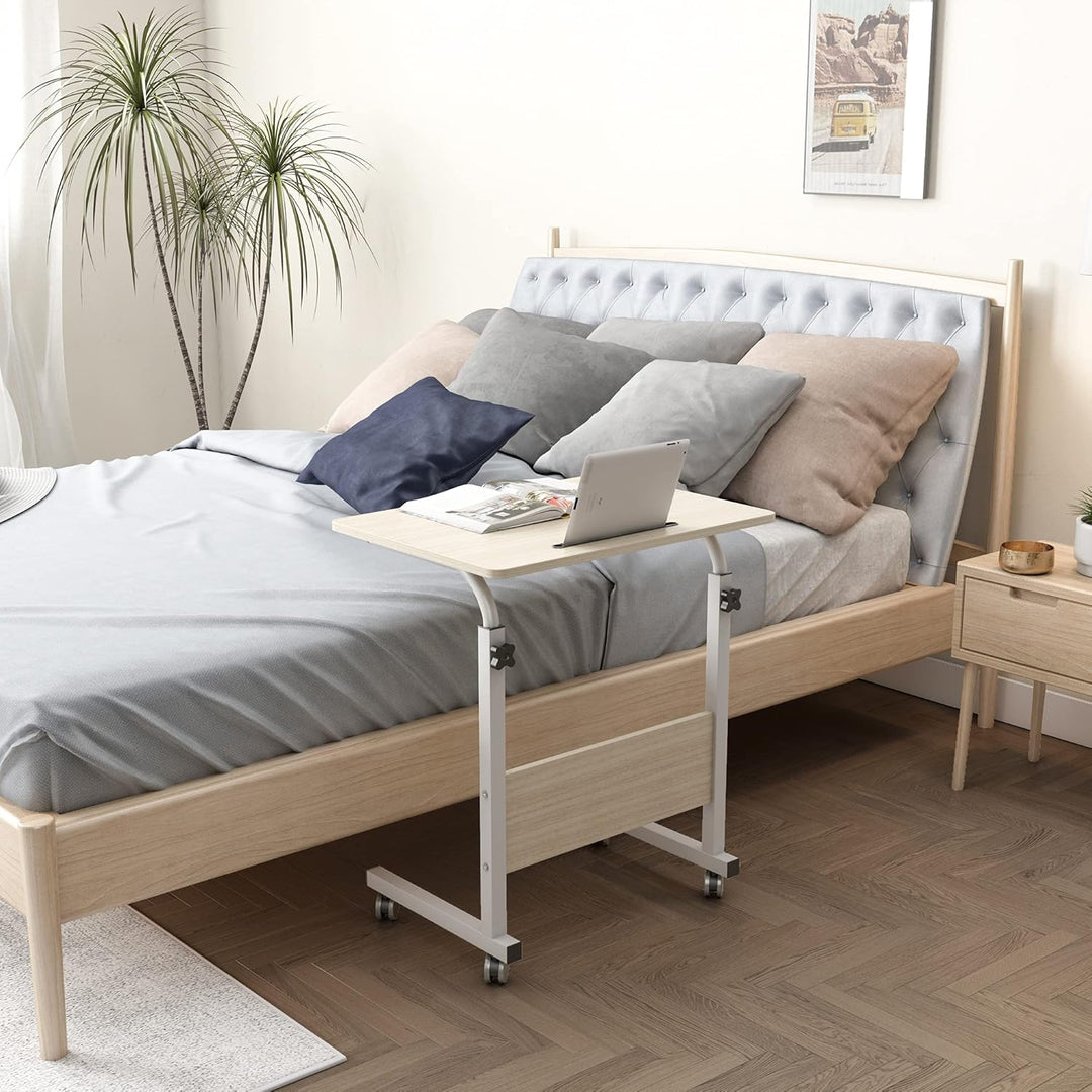 SogesHome Laptoptisch 60 * 40cm höhenverstellbar PC-Tisch mit Rollen, Betttisch, Beistelltisch ,Klei