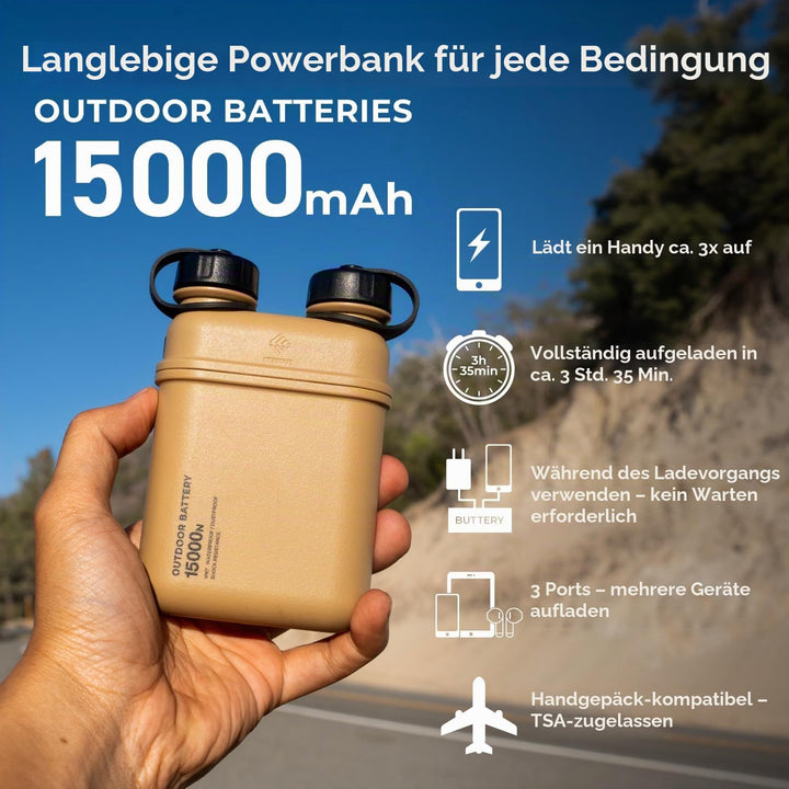 ELECOM NESTOUT Portable Charger, 15000mAh Outdoor Battery Power Bank, 32W USB-C Fast Charging PD, Wa