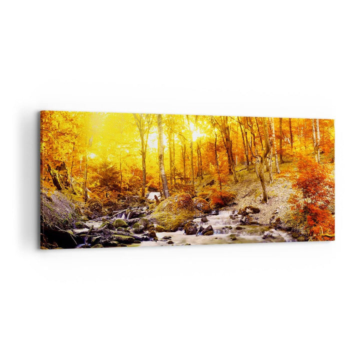 Wandbilder Dekoration Wohnzimmer Berge Bach Wasser Panorama Bilder auf Leinwand 120x50cm Leinwandbil