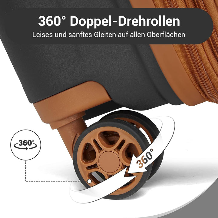 KONO Handgepäck Koffer mit Getränkehalter Hartschale Leicht Polypropylen Erweiterbar Rollkoffer Reis