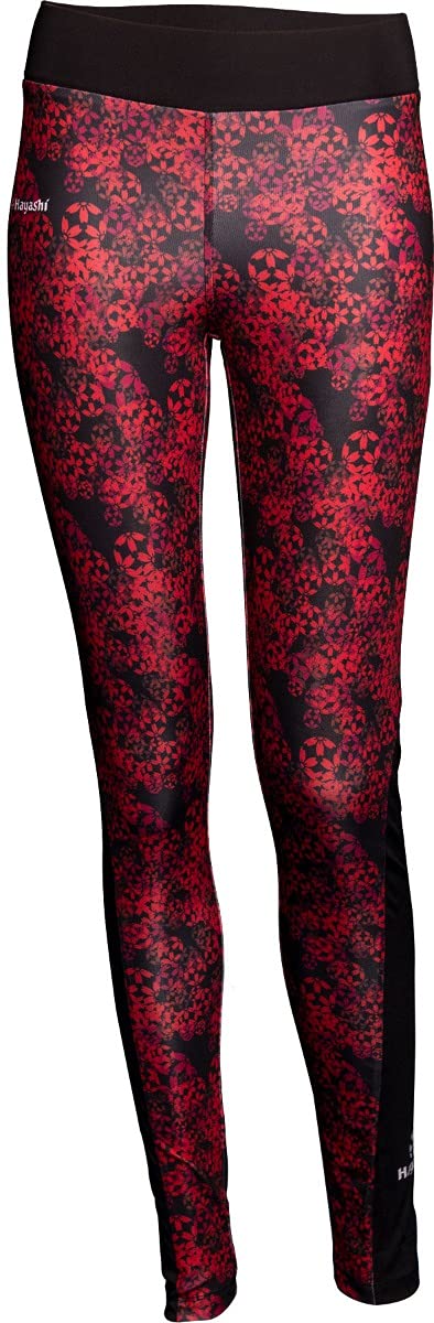 Hayashi Leggings, Kompressionshose „Flowers“ XS Schwarz - Rot, XS Schwarz - Rot