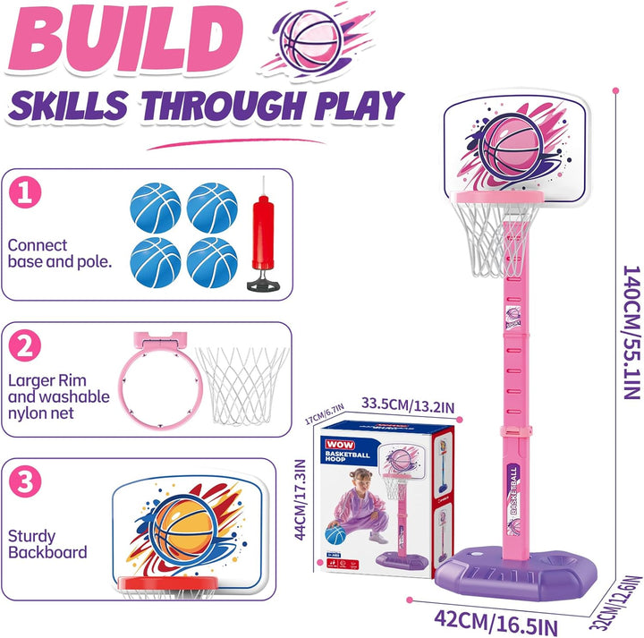YESHIN Basketballkorb Kinder Indoor Outdoor, Tragbares Basketballkörbe mit Spass-Panel, höhenverstel