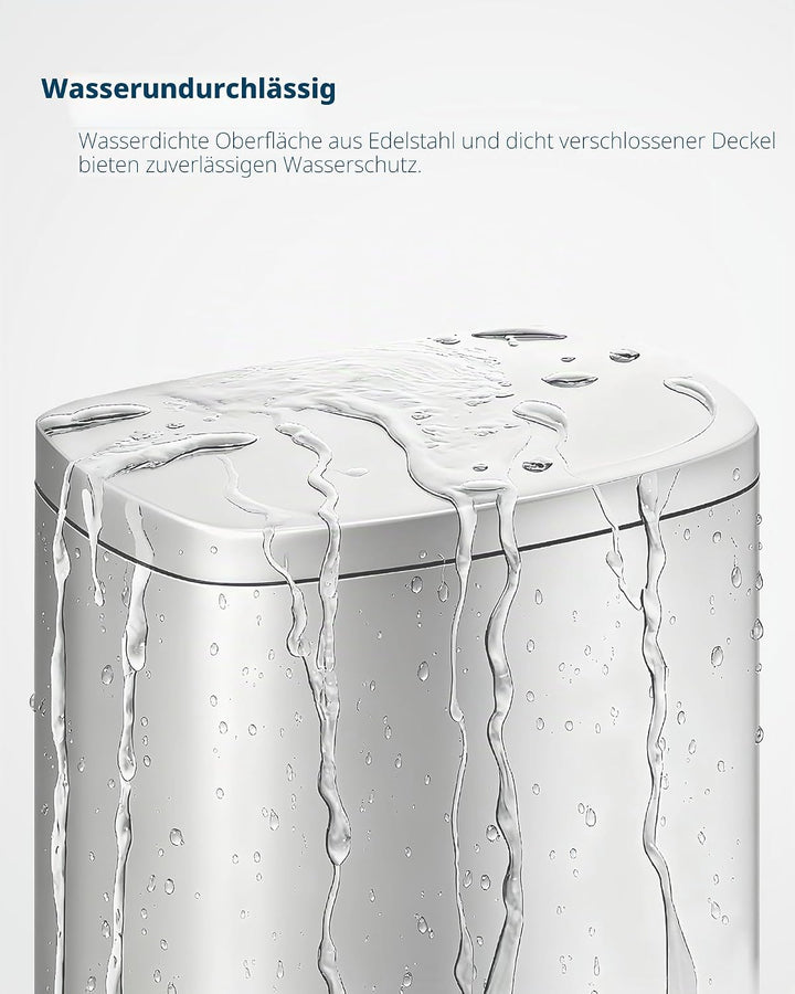 Garvee 50L Mülleimer Edelstahl, Ovaler Treteimer für Küche &amp; Büro, Silberner Abfalleimer mit Soft-Cl
