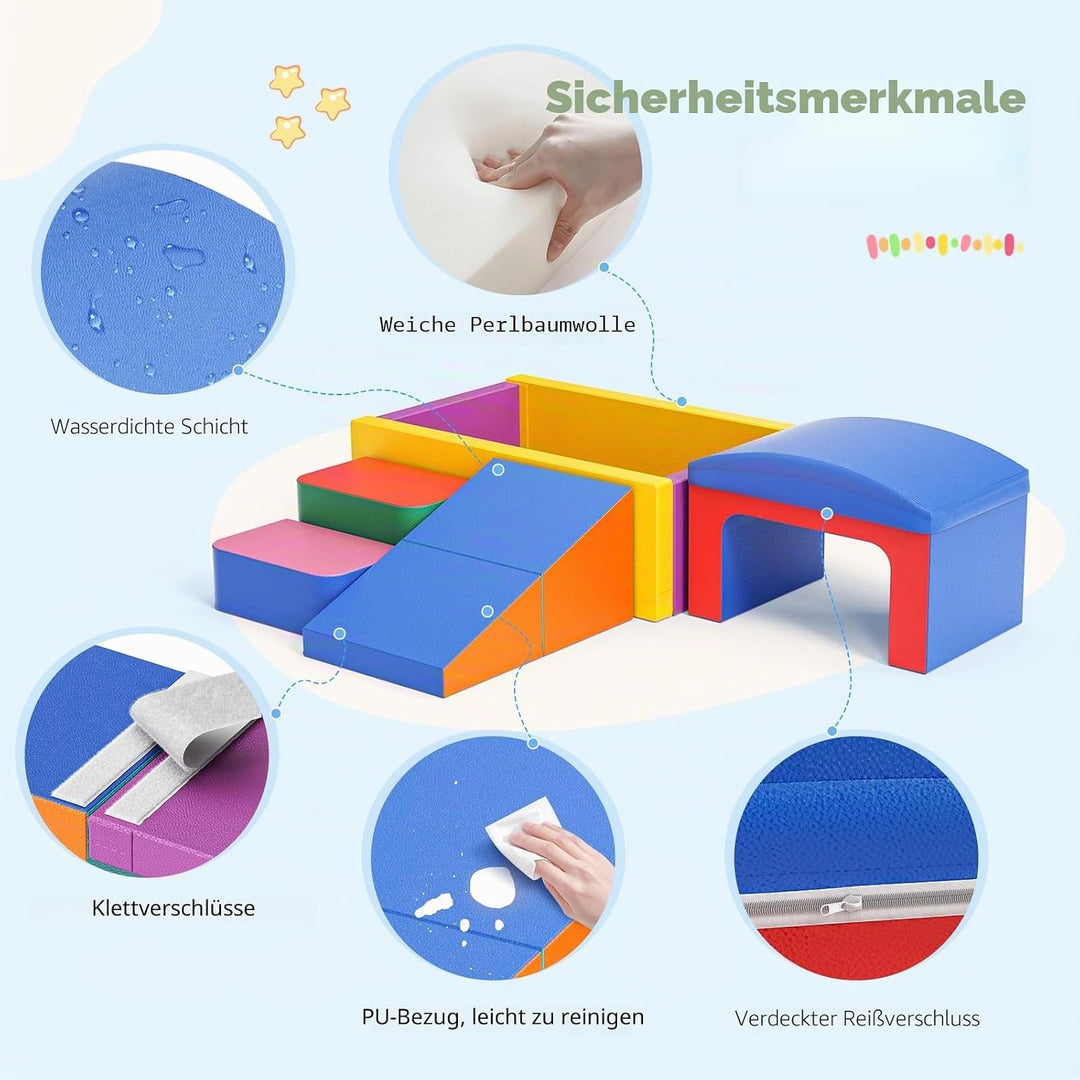 Baby-Schaumstoffbausteine, Softplay-Set für Kleinkinder von 1–3 Jahren, Baby-Kletterturm mit Rutsche
