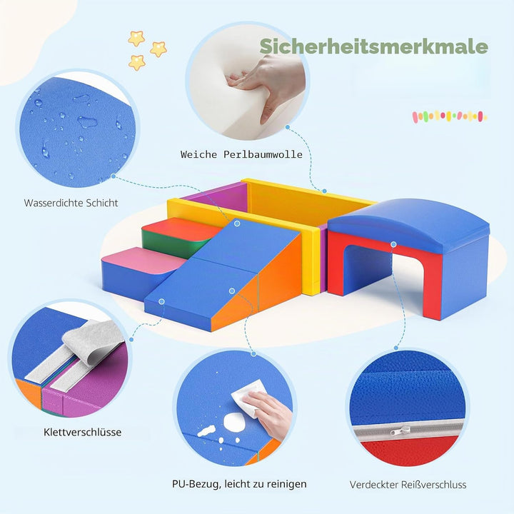 Baby-Schaumstoffbausteine, Softplay-Set für Kleinkinder von 1–3 Jahren, Baby-Kletterturm mit Rutsche