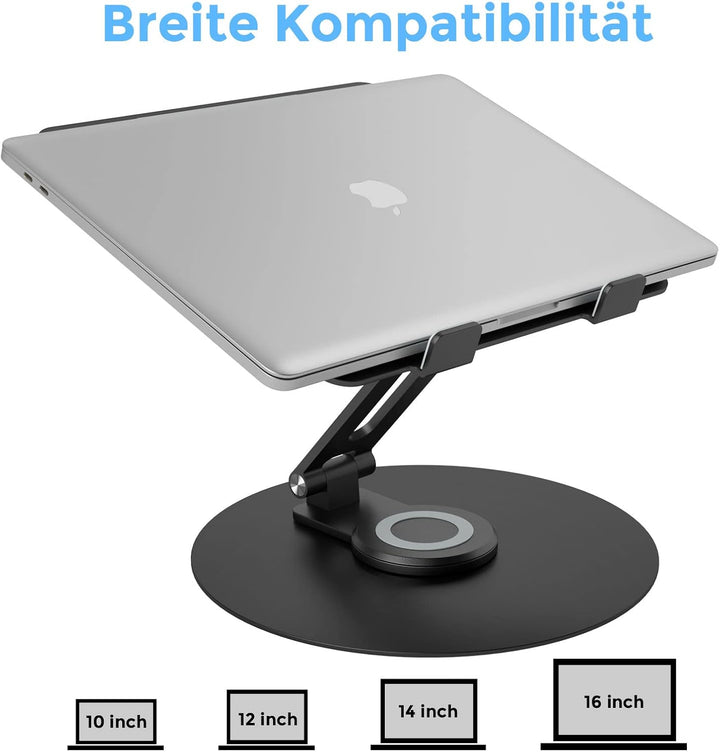 Epherie Laptop Ständer mit 360° drehbarem rundem Basis, Höhenverstellbarer ergonomischer Laptopständ