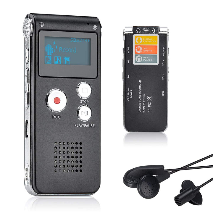 Lychee 8GB LCD Bildschirm Digitales Diktiergerät Aufnahmegerät Sprachaufnahme Audiorekorder Voice Re