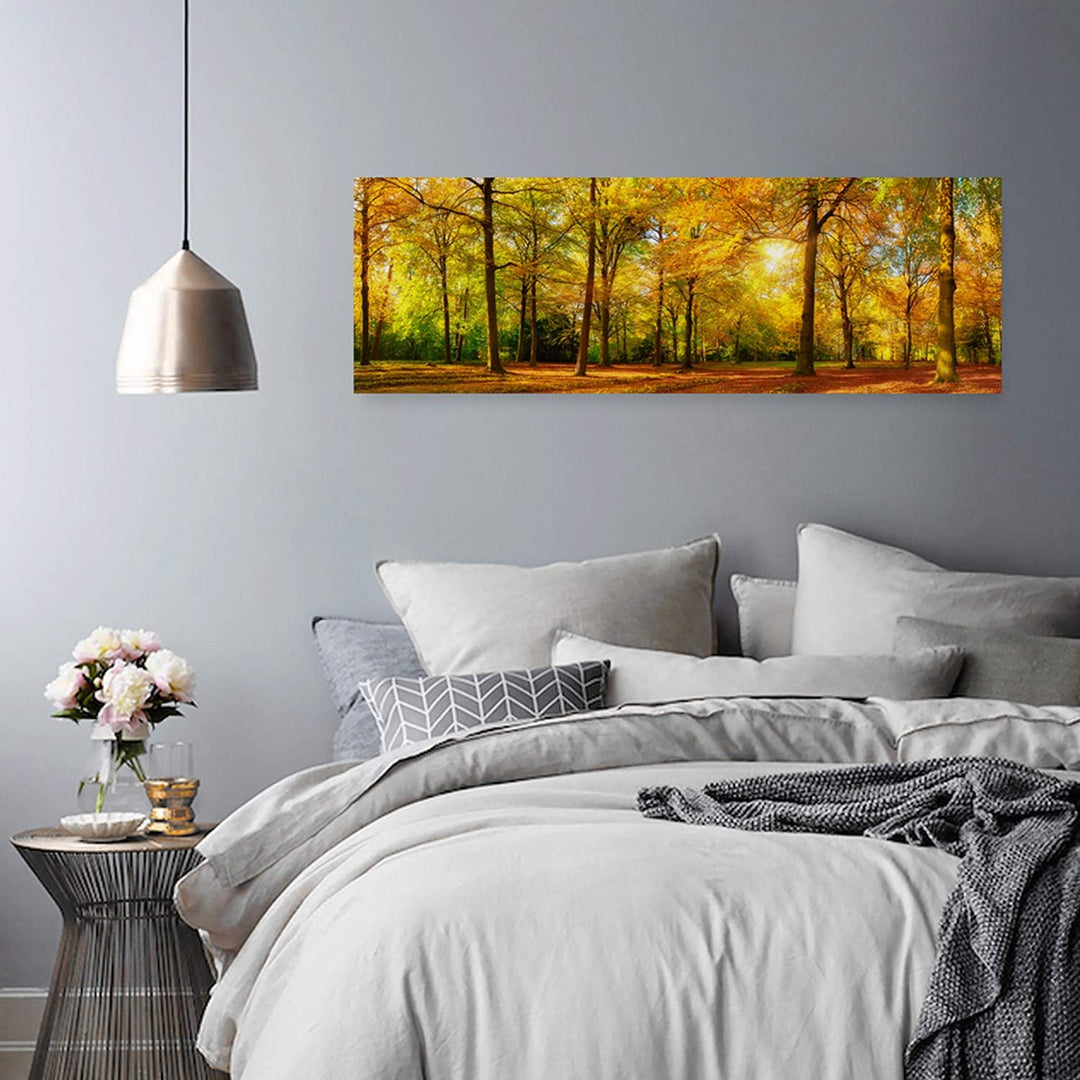 Feeby Bilder Wald Baum XXL100x40 cm 1Teilig Wohnzimmer Schlafzimmer Bilder Wandbilder Modern Leinwan