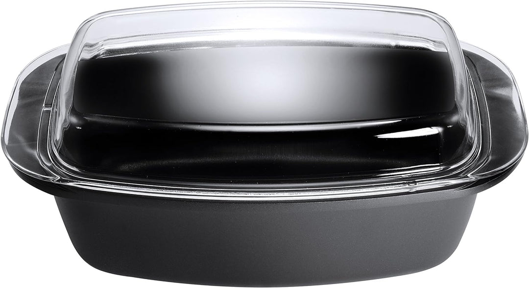 Kopf Bräter Pic (Aluguss, 5,2 Liter, inkl. Glasdeckel / Auflaufform, Induktion) schwarz induktionsge
