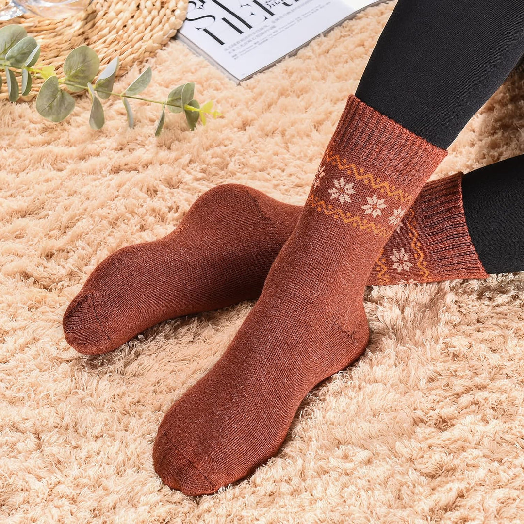 4 Stück Winter Warme Wollsocken Frauen Socken Wandersocken Strick Outdoor Freizeit Socken für Frauen
