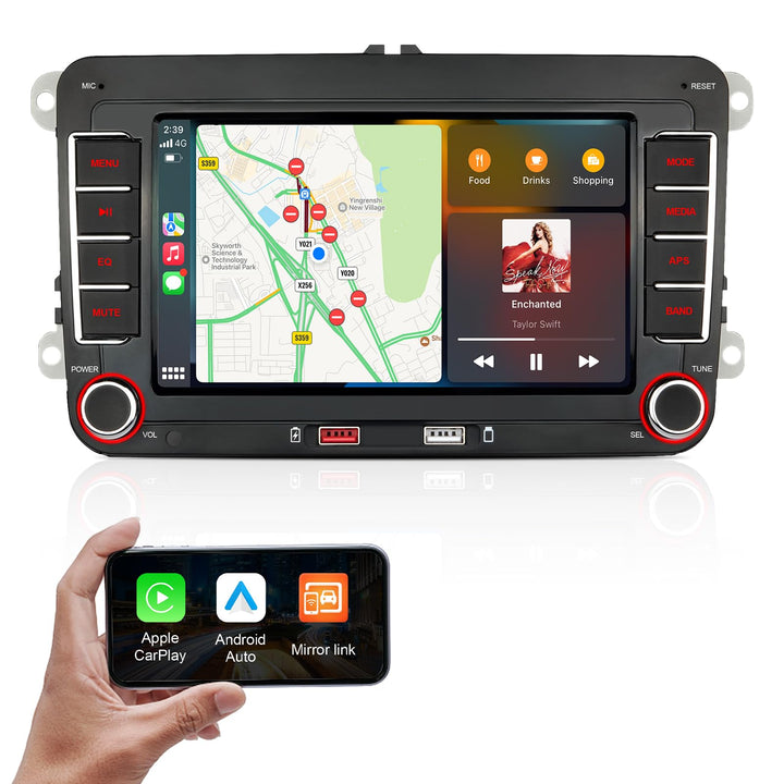 Autoradio mit Navi Bildschirm für VW Golf 5/6 Seat Passat Sharan Tiguan,7 Zoll Golf Radio mit Apple