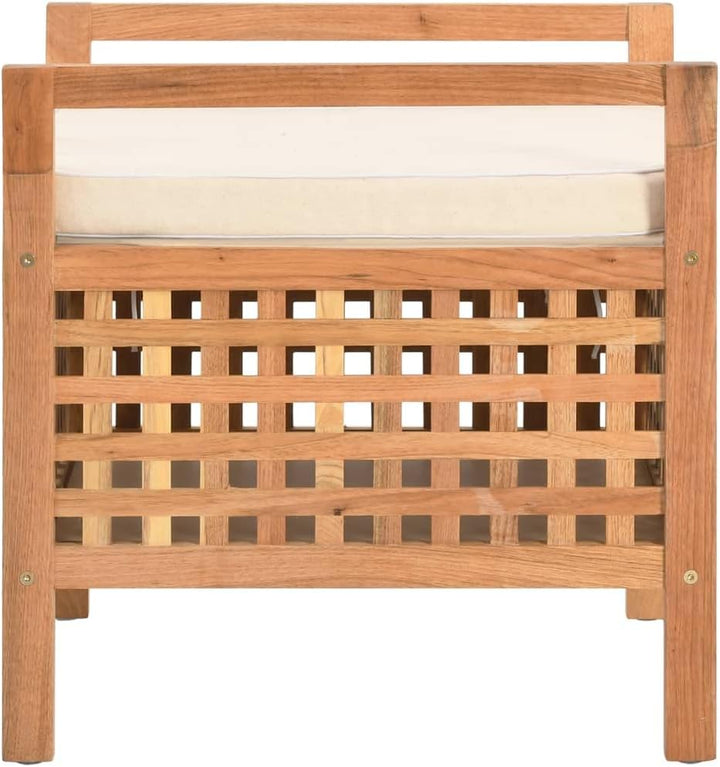 vidaXL Walnussholz Massivholz Sitzbank mit Stauraum Kissen Flurbank Sitztruhe Truhenbank Holzbank Ba