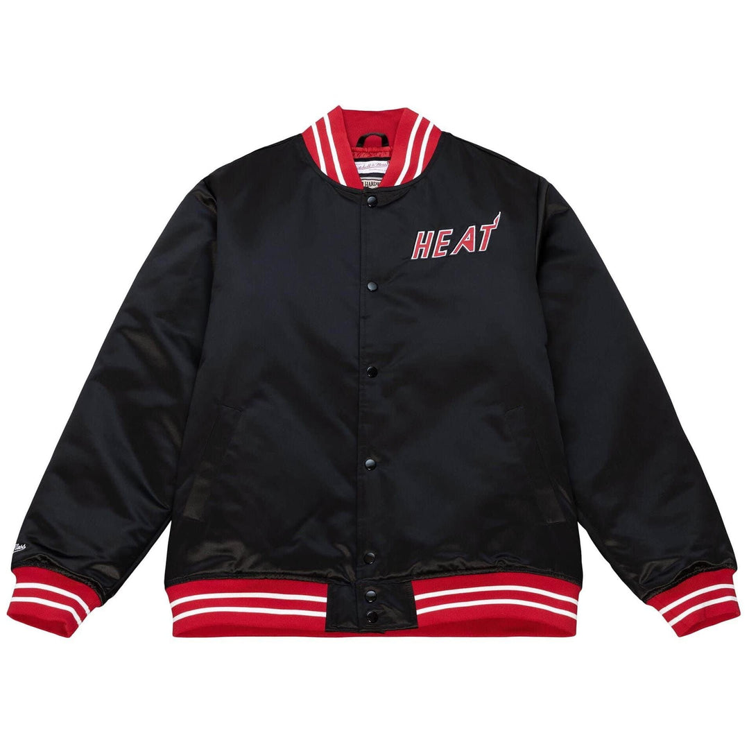 Mitchell & Ness NBA Heavyweight Satin Jacket M Miami Heat, Schwarz, M Miami Heat, Schwarz