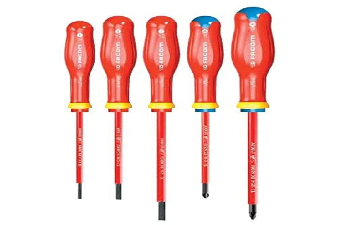 Facom ATP.J5VE Set mit 5 Protwist-Schraubendrehern, 1000 Volt, isoliert für PHILLIPS-Schrauben und S