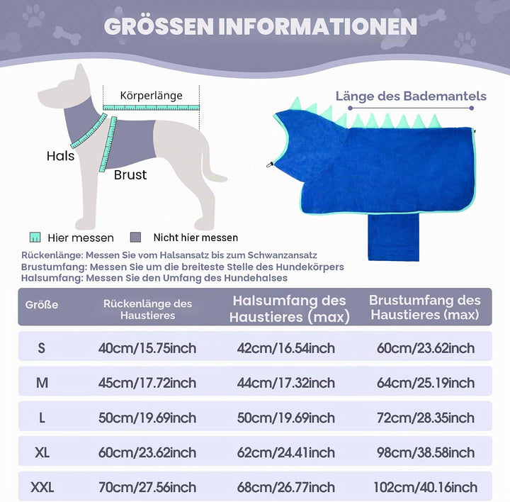 HundeBademantel Mikrofaser Schnell Trocknend, Einstellbar Hundehandtuch Extra Saugfähig für Mittel &amp;