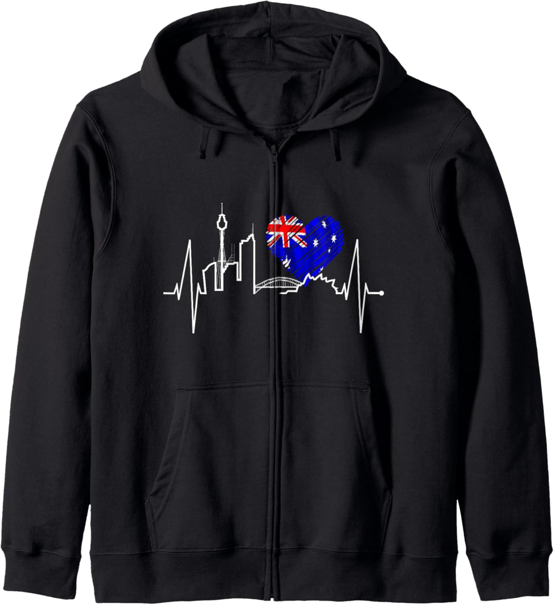 Sydney Skyline Herzschlag Australien Liebe Flagge Fan Sydney Kapuzenjacke