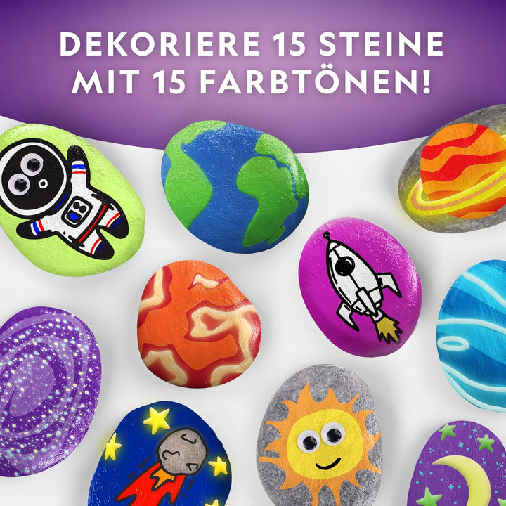 NATIONAL GEOGRAPHIC Im Dunkeln leuchten Steine Bemalen Set - Bastelset für Kinder, Dekoriere 15 Flus