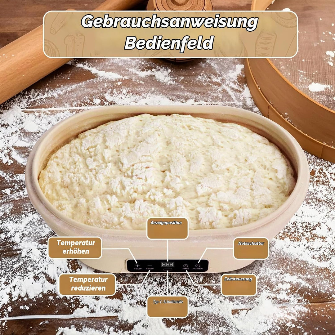 Brotkorb Set, Backzubehör für Brot, Faltbarer Sauerteig-Starterwärmer aus Silikon, präzise Thermosta