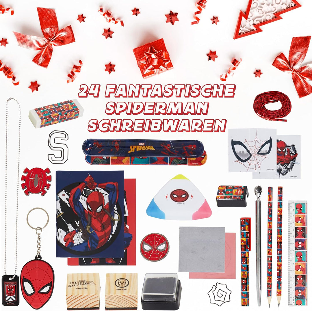 Marvel Avengers Adventskalender 2022 Kinder Spiderman Weihnachts Adventskalender Schreibwaren (Spide